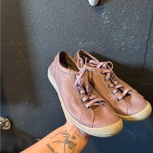 Keen Lavender Leather Sneakers with Lace-Up Design